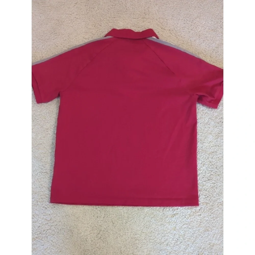 Emporio Armani Polo Shirt Boys 14A Red Excellent Striped Shoulder Logo Top